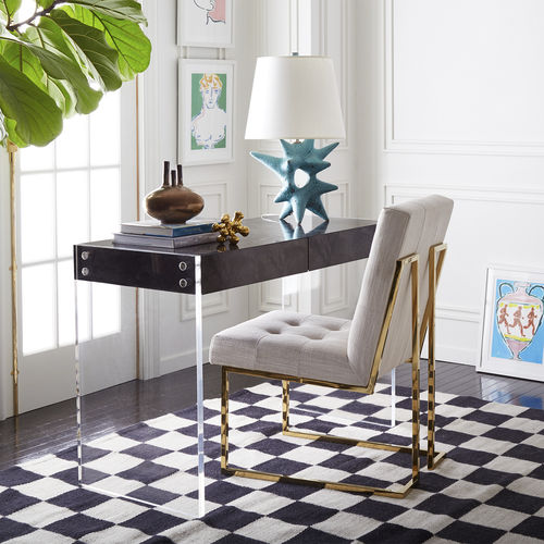 Bureau contemporain - BOND - Jonathan Adler - en acier inoxydable / en verre acrylique