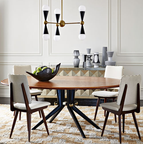 Table à manger contemporaine - TROCADERO - Jonathan Adler - en bois massif / en placage de bois / en laiton