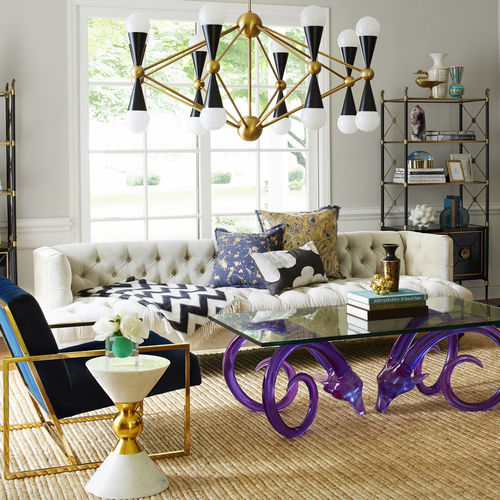 Lustre design original - CARACAS - Jonathan Adler - en laiton poli / en acrylique