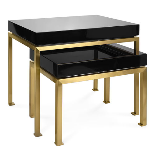 Table d'appoint classique - PEKING - Jonathan Adler - en bois laqué brillant / en laiton brossé / rectangulaire