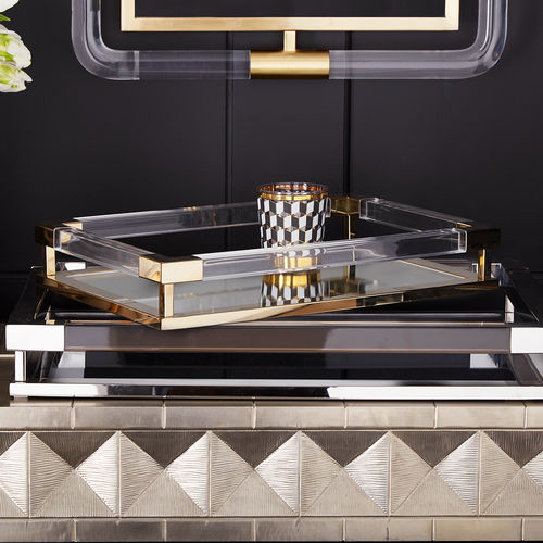Plateau de service en verre - JACQUES - Jonathan Adler - en laiton / professionnel / à usage domestique