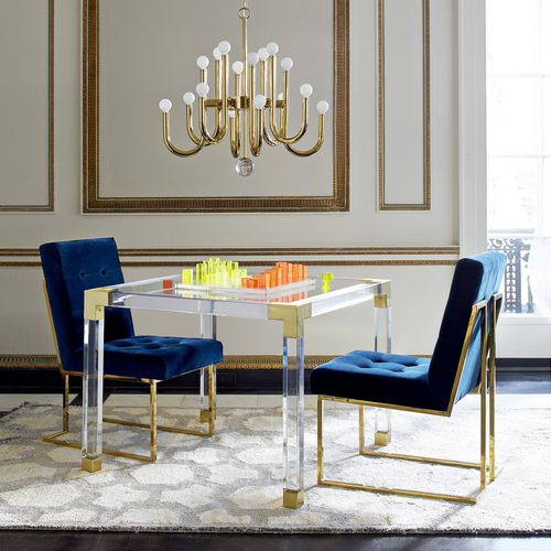 Chaise de salle à manger contemporaine - GOLDFINGER - Jonathan Adler - d'intérieur / en velours / avec piètement en laiton poli