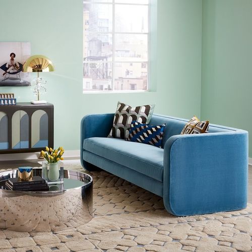 Canapé contemporain - SUNSET - Jonathan Adler - en velours / avec accoudoirs / blanc