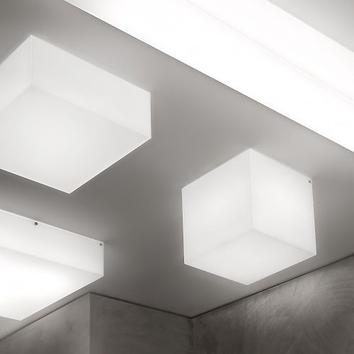 Plafonnier contemporain - COMPACT - TEAM ITALIA - carré / linéaire / en verre opalescent