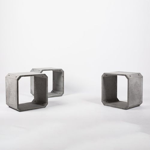 Table d'appoint contemporaine - KOU - BENTU DESIGN - en béton / avec piètement en béton / rectangulaire