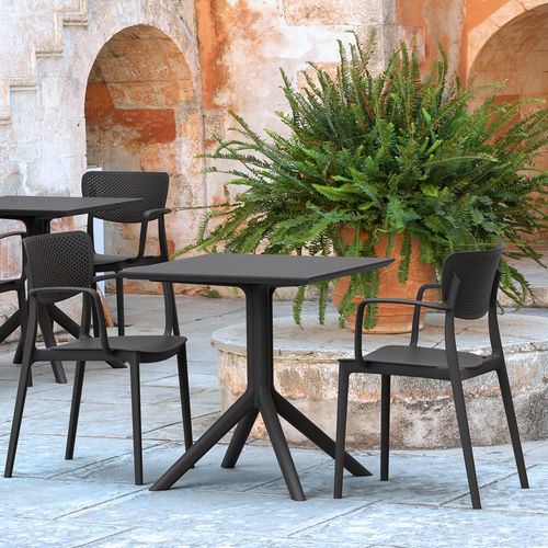 Table bistrot contemporaine - SKY 70 - Siesta - en résine / avec piètement en acier laqué / carrée