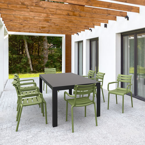 Table contemporaine - ATLANTIC 140/210 - Siesta - en polypropylène / avec piètement en aluminium / rectangulaire