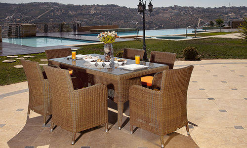 Ensemble table et chaises contemporain - RICO - Rattan House - de jardin / en rotin / résidentiel