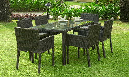 Ensemble table et chaises contemporain - DENZO - Rattan House - de jardin / en rotin / résidentiel