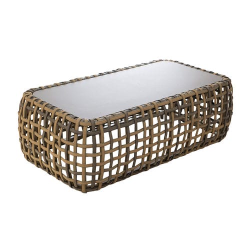 Table basse contemporaine - ISABELLA - Rattan House - en verre trempé / avec piètement en aluminium / rectangulaire