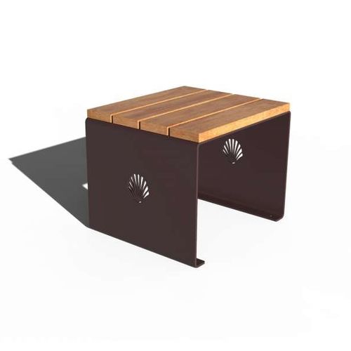 Tabouret contemporain - MERELLE - URBAN-NT - en bois exotique / avec piètement en acier / pour espace public