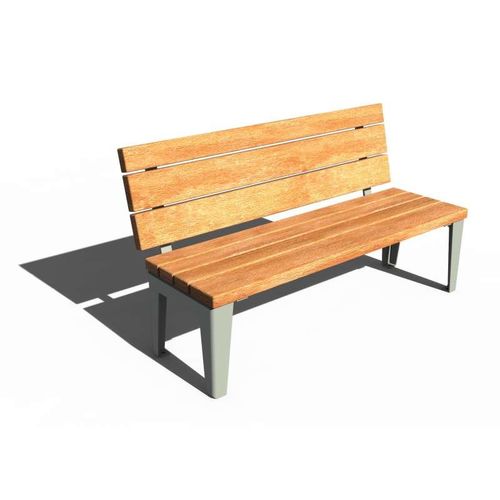 Banc public contemporain - VÉGA - URBAN-NT - en bois / en acier / avec dossier