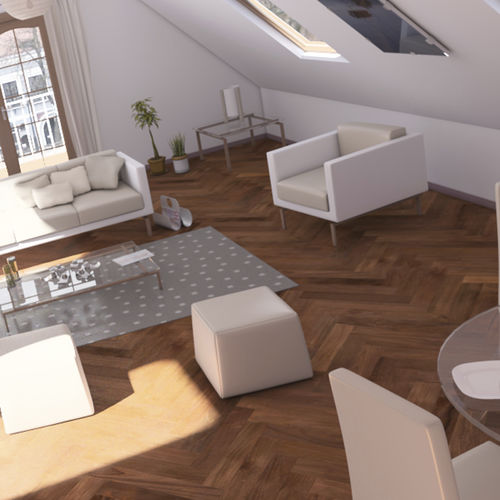 Parquet massif - KELUD - TEAK STORY - en teck / point de Hongrie / huilé