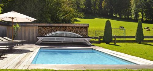 Abri de piscine mi-haut - Capena - télescopique / avec actionnement manuel / pour piscine enterrée