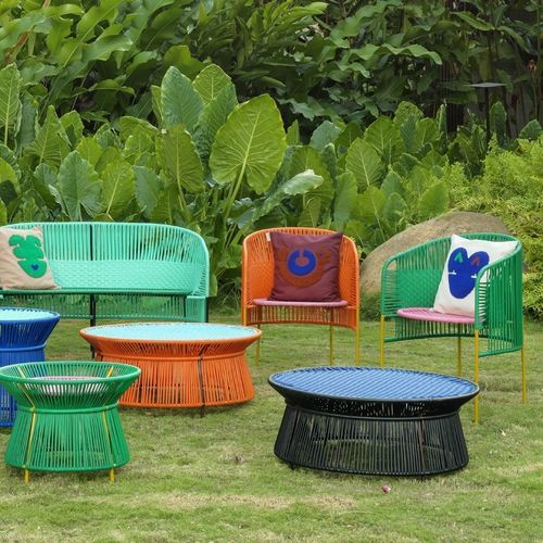Table basse contemporaine - CARIBE  - Ames design - en acier / en plastique recyclé / avec piètement en acier galvanisé