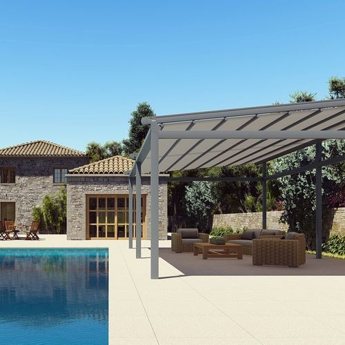 Pergola adossée - 691 - Kadeco Sonnenschutzsysteme GmbH - autoportée / en acier inoxydable / en tissu
