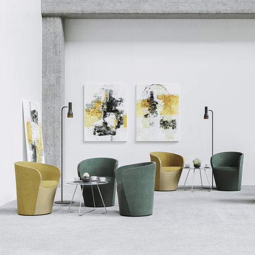 Fauteuil club contemporain - NU SPIN - Profim - en cuir / en tissu / vert