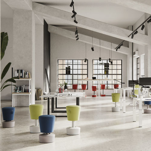 Tabouret contemporain - MICKEY - Profim - avec piètement en acier inoxydable poli / tapissé / à hauteur réglable