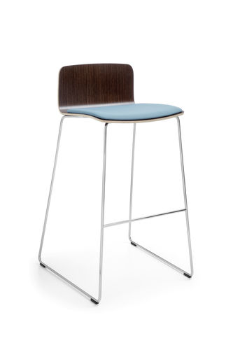 Tabouret de bar contemporain - COM - Profim - en contreplaqué / avec piètement en métal chromé / tapissé