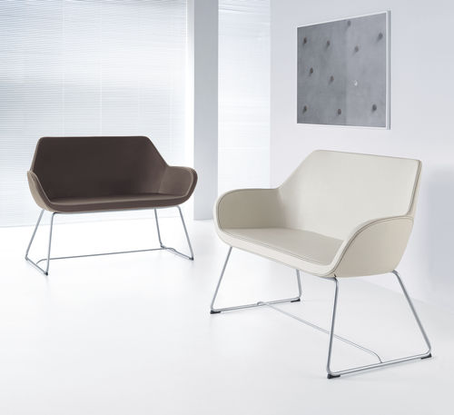 Canapé contemporain - FAN - Profim - en tissu / blanc / avec piètement en métal