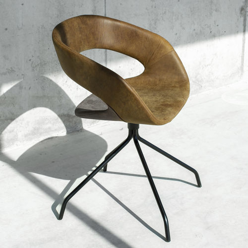 Chaise design scandinave - CHAT - Plycollection - d'intérieur / en cuir / en tissu