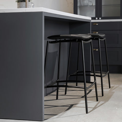 Tabouret de bar design minimaliste - WESS - Plycollection - en tissu / en cuir / en chêne