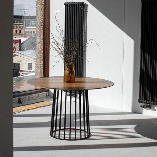 Table contemporaine - TOP HAT - Plycollection - en bois / avec piètement en métal / ronde