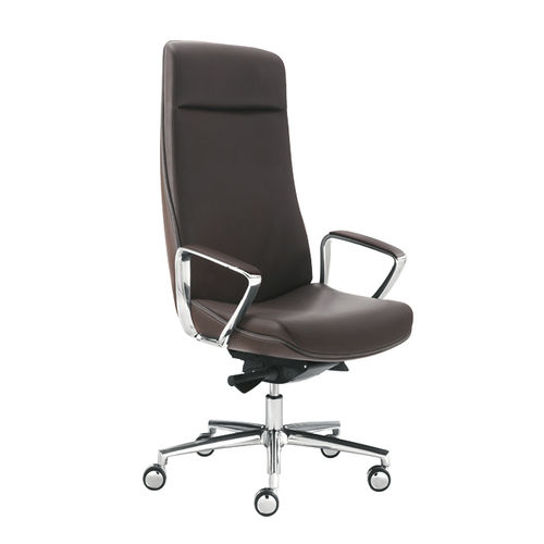 Fauteuil de direction contemporain - JADA - Sesta - en cuir / en aluminium / avec repose-tête
