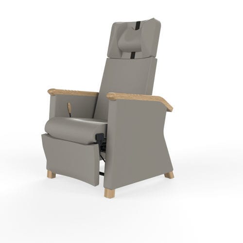 Fauteuil médical en cuir - GAIA LOUNGE - Navailles - en bois / inclinable / avec repose-jambes