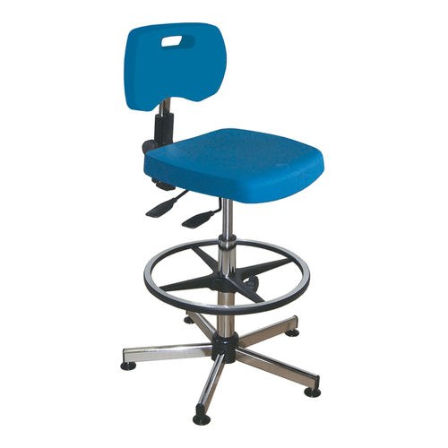 Chaise de travail en acier chromé - ASYNCHRONE - Navailles - en polyuréthane / pivotante / sans accoudoirs