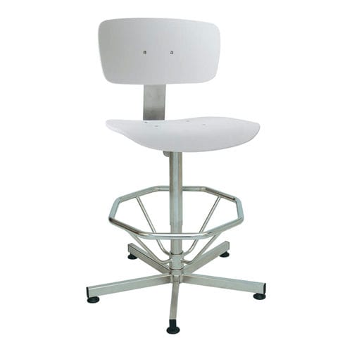 Chaise de travail en acier inoxydable - V-KORR - Navailles - piètement étoile / pivotante / sans accoudoirs
