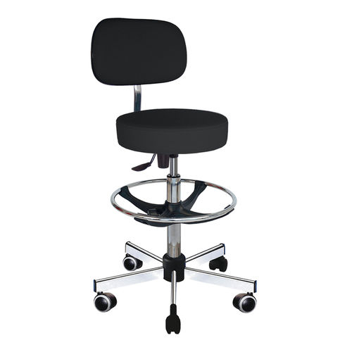 Tabouret de travail contemporain - GINKO COMFORT  - Navailles - en tissu enduit PVC / avec piètement en acier chromé / piètement central
