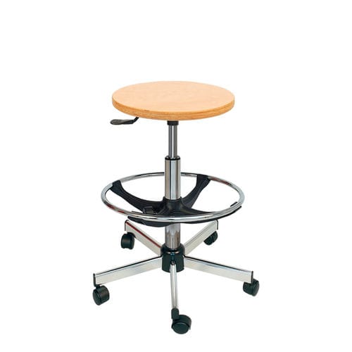 Tabouret de travail contemporain - Navailles - en bois / avec piètement en acier chromé / piètement central