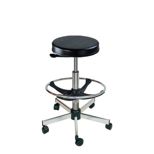 Tabouret de travail contemporain - Navailles - tissu enduit PVC / avec piètement en acier chromé / piètement central