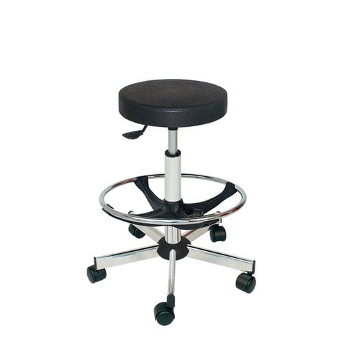 Tabouret de travail contemporain - Navailles - en polyuréthane / avec piètement en acier chromé / piètement central