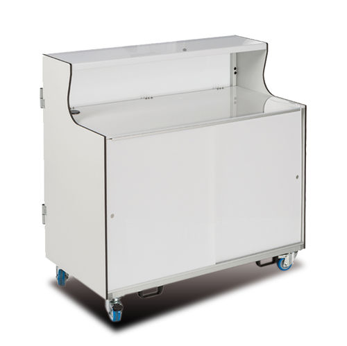 Banque d'accueil en HPL - FOLDY - Movidos srl - en inox / en aluminium anodisé / en Plexiglas®