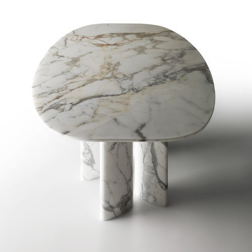 Table contemporaine - ELLENICO - KREOO - en acier / en marbre / avec piètement en marbre