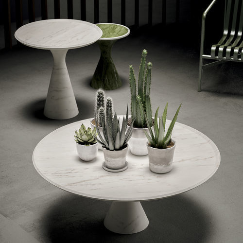 Table contemporaine - TORRE - KREOO - en marbre / en pierre naturelle / avec piètement en marbre