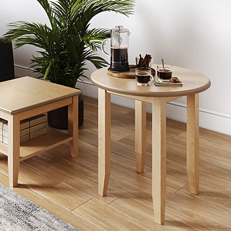 Table d'appoint contemporaine - LICHFIELD - Pineapple - en stratifié / avec piètement en hêtre / ronde