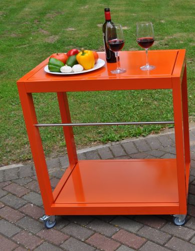 Table d'appoint contemporaine - MST  - KARIBE SIA - en acier inoxydable / rectangulaire / à roulettes