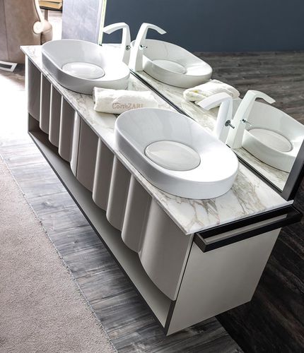 Meuble vasque double - LEON - Corte Zari - mural / MDF / en peuplier