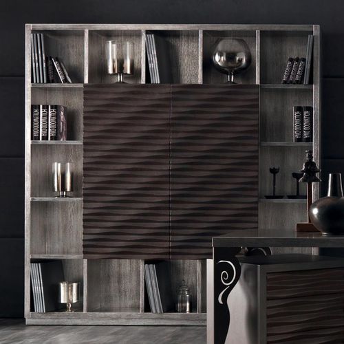 Bibliothèque contemporaine - EBON - Corte Zari - en placage de bois / en contreplaqué / en verre