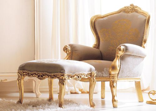 Fauteuil de style - GEMMA - Corte Zari - en cuir / en tissu / en bois