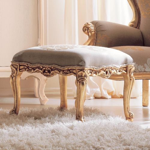 Repose-pied de style - GEMMA - Corte Zari - en tissu / en cuir / en hêtre