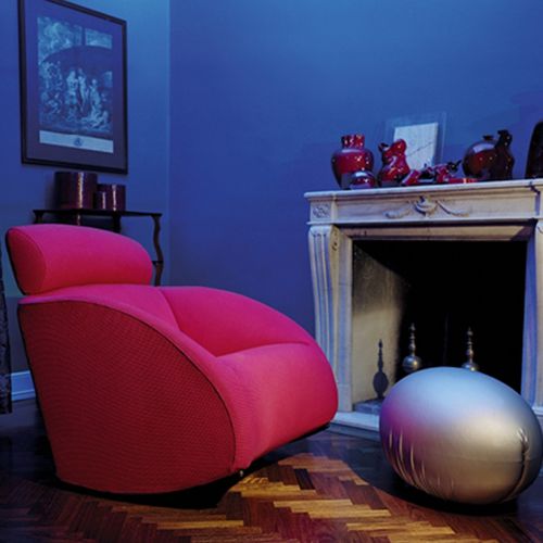 Fauteuil contemporain - MAMA - Baleri Italia - en cuir / en tissu / avec revêtement amovible