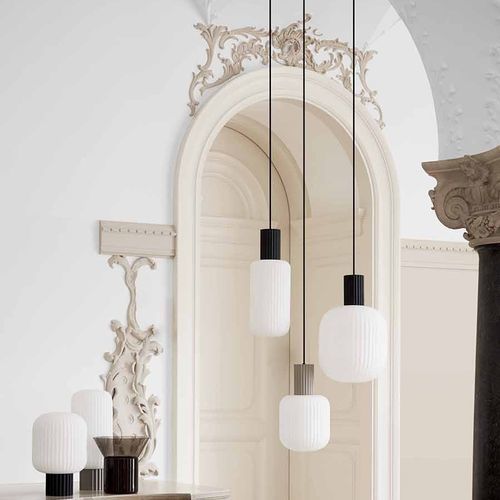 Suspension - LOLLY - broste - en aluminium / en verre / en opale