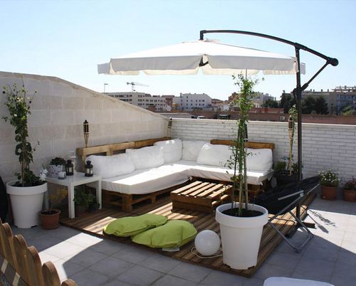 Parasol octogonal - LAVELERIA - déporté / en tissu / en aluminium