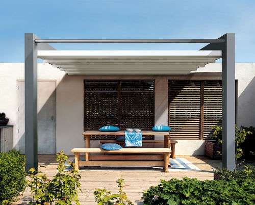Pergola adossée - LAVELERIA - en aluminium / couverture en toile / couverture coulissante