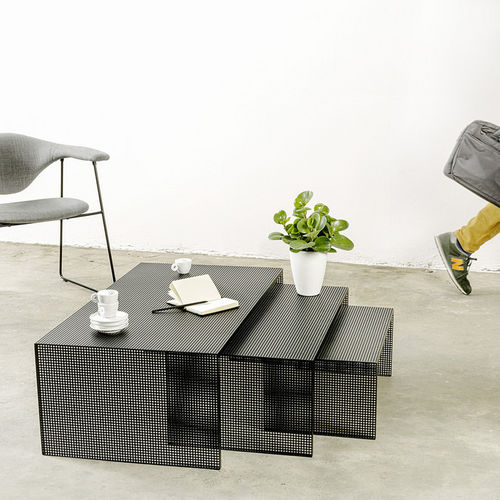 Table gigogne contemporaine - DENTRO - Marco Ripa - en acier / rectangulaire / résidentielle
