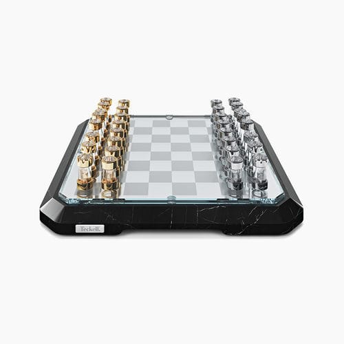 Table d'échecs contemporaine - Stratego Black - Teckell - résidentielle / professionnelle / en laiton chromé